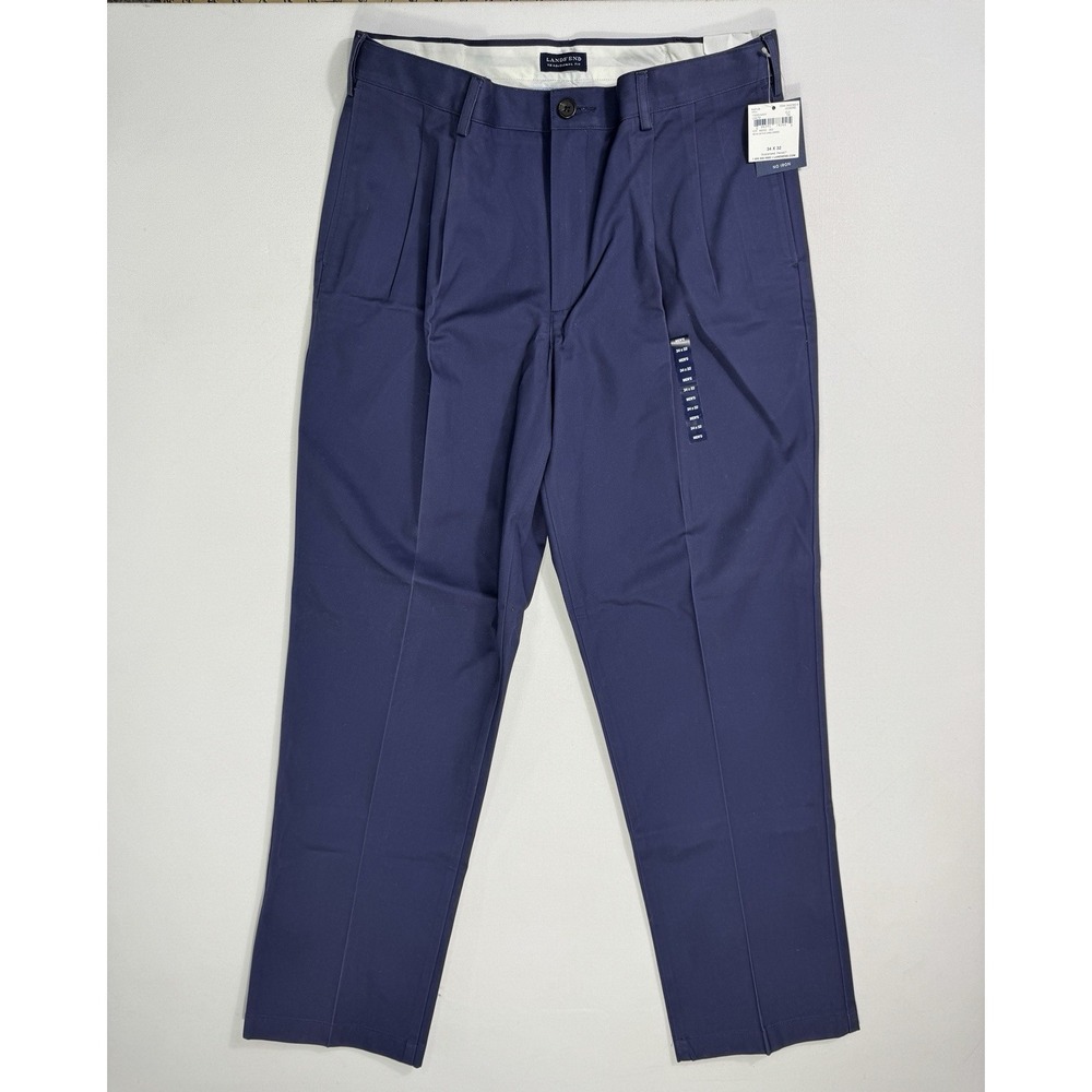 Lands End Men’s 34x32 Faded Navy Khaki Chino NWT Traditional Fit Career Casual